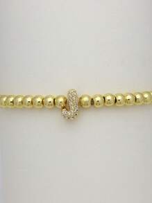 1 pieza pulsera con dije con letra de circonita cúbica de estilo clásico y de moda, pulsera de cadena ajustable de lujo con inicial A-Z, joya como regalo para mujeres