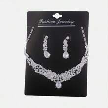 Juego de joyería para mujer, incluye tiara de cristal y kit de collar para niñas, corona con rhinestones, aretes, accesorios para el cuello para novia, boda, cumpleaños, fiesta, vestido de dama de honor