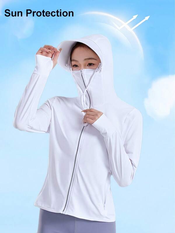Women Sun Uv Protection Jacket Lightweight Outdoor Jacket Casual Long Sleeve Hooded Jackets Sun UV Protection Full Zip Tops