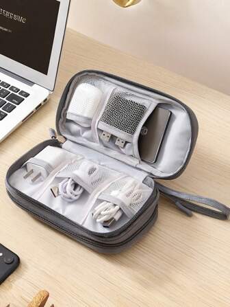 1pc Creative New Fashion Cute Minimalist Large Capacity Digital Storage Bag, Thickened Waterproof Shock-Resistant Electronic Accessories Organizer Bag, Multi-Functional Pouch, Makeup Bag, Coin Purse, Compact And Portable, Can Store Phone, Power Bank, Charger, External Hard Drive, USB, Cables, Earphones, And More, Suitable For Travel, Business Trip, Office, Meeting Room, Study Room, Library, Hiking, Vacation, Outdoor, Student Dorm Essential