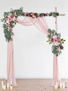 2pcs-Outdoor Wedding Arch Flowers, - Wedding Arch - Mr. & Mrs. - Artificial Dusty Roses Wedding Flowers For Wedding Welcome Sign Decorations And Wedding Ceremony Reception - Outdoor Arch Garland (Multiple Styles)
