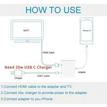 huaxunyuan USB-C zu HDTV Digital AV Adapter für Handy 16 15, 1080P Video & Audio Sync Screen Konverter AV Adapter mit Ladeanschluss für Handy 16/16 Plus/16 Pro/16 Pro Max/15/15 Plus,S23,XPS 17,Surface Book 3