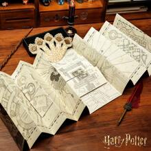 Harry Potter 1pc Officially Licensed Harry Potter Marauder's Map With 5 Vintage Bookmarks, Hogwarts Magical Cosplay Prop, Aesthetic Funny Bookmarks, Magic Treasure Map For Fans & Book Lovers, Office Supplies Back To School
