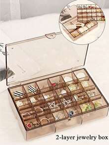 1pc Transparent 28-Compartment Jewelry Storage Box, Earrings, Rings, Ear Stud Box, Plastic Compartment Organizer Box For Bead, Rings, Jewelry, Screws, Handicraftstravel Essentials Vacation Summer Holiday Back To School School Stuff Bag For School Travel Bag For Women Makeup Bag For Travel - Multicolor - View 1