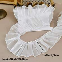 1 件珍珠光泽褶饰花卉蕾丝花边，适用于袖口、窗帘、围裙、蛋糕装饰、设计师面料