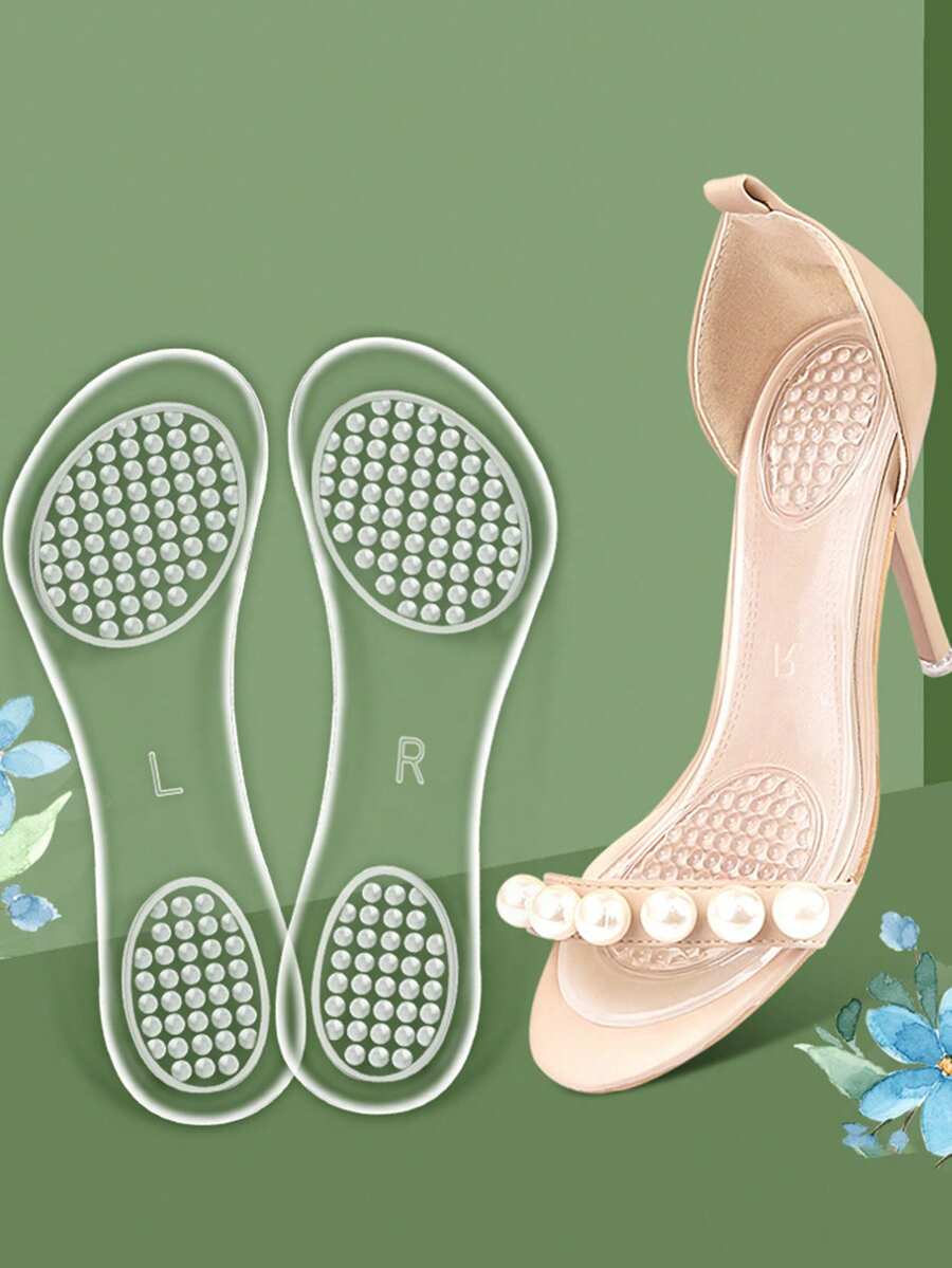 1 Đôi sandal cao gót trong suốt, có đệm toàn bộ, vô hình dành cho nữ, chống trơn trượt, thoải mái, siêu mềm, thoáng khí đặc biệt. - Trong sáng - Xem 1