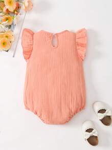 MommBaby Baby Girl Floral Lace Trim Cap Sleeve Romper, Newborn Summer Infant Bodysuit