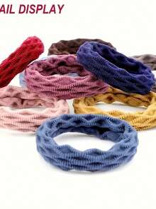 5seamless Elastic Hair Bands For Women And Girls - Thick Anti Slip Ponytail Strap Suitable For Curly Hair - Soft Knitted Fabric With Multiple Colors To Choose From, Fashionable Daily Hair Fixing Strap - 彩色 - 查看 11