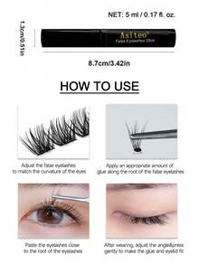 Asiteo 1pc 5ml Upgraded Black Quick-Drying Eyelash Glue, Waterproof Lash Extension Adhesive - Black - View 7