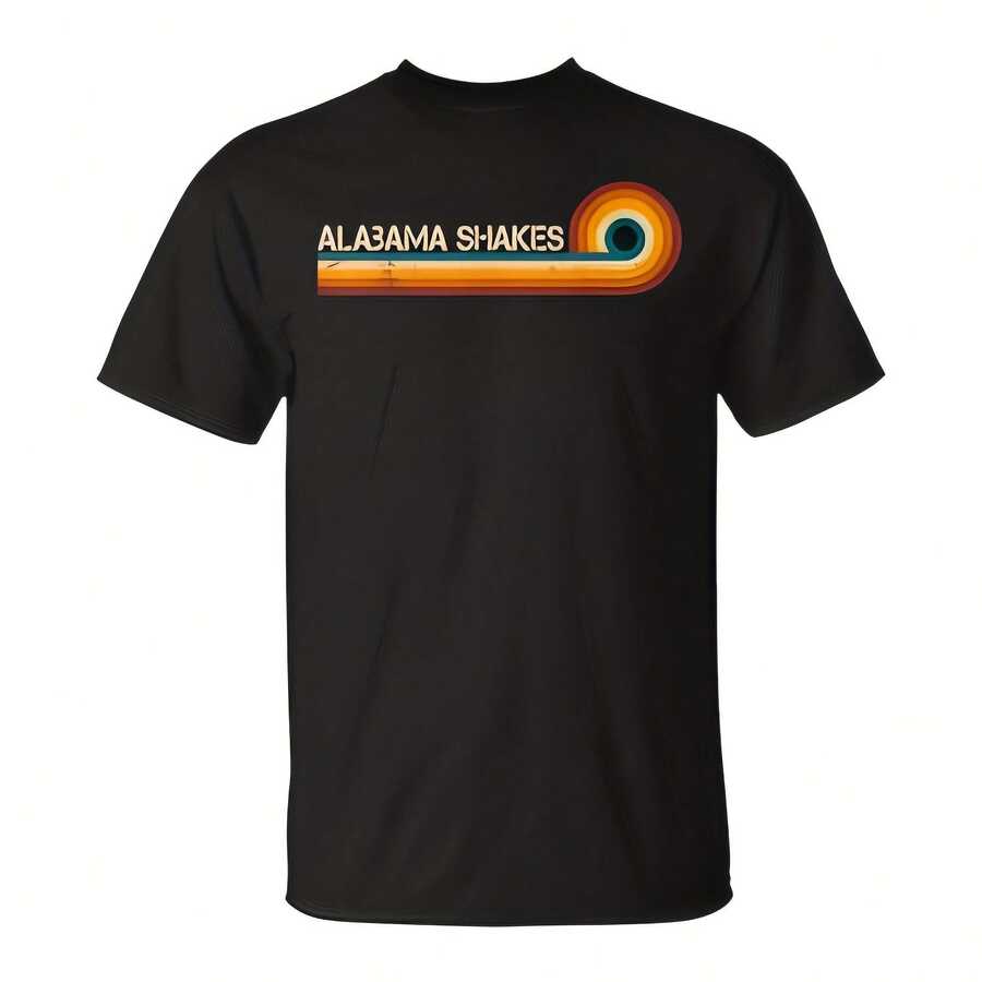 Alabama Shakes Retro Stripes Musician Vintage T-Shirt  220g High-Quality Pure Cotton T-Shirt With Minimalist Printing, Soft And Breathable Fabric, Comfortable And Loose, Suitable For All Day Wear, Suitable For Office Casual Wear, Spring And Summer Daily Appearance, Elegant And Youthful Design - Black - View 1