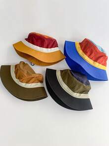 1pc Wide Brim Quick Dry Color Blocking Outdoor Bucket Hat, Men Hiking Fishing Sun Protection Cap, Suitable For Camping, Hiking, Traveling, Summer Men's Sun Hat Summer Hat, Suitable For Summer Outdoor Activities Such As Hiking And Fishing