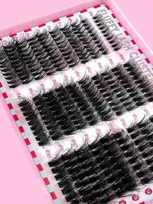 300pcs/Set Artificial Mink Eyelashes, 40D/60D/80D Fluffy Individual Eyelash Extensions, 5D Effect 0.07mm Curled Dramatic Eyelash Extensions 10-18mm Mixed Tray, Makeup Tools, High Volume Personal Eyelash Extension, Suitable For DIY Home Use, Everyday Makeup, Cosplay - D - 查看 8