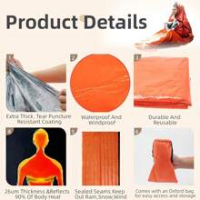 Sleeping Bag, Portable Blanket Thermal Bivy Sack, Lightweight Survival Gear For Camping Hiking Outdoor Adventure