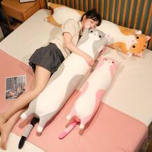 New Long Cat Throw Pillow Plush Toy Cute Cat Plush Toy Soft Large Plush Doll Pillow Pillow Slouchy Person Tatami Waist Support Furniture Sofa Decoration