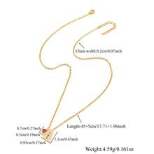 1 件简约时尚密镶锆石字母心形吊坠金色不锈钢链式项链女士 - 金黃色 - 查看 2