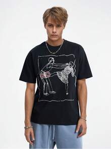 Tiny Spark Men's Casual Daily Letter Print Short Sleeve T-Shirt, Summer