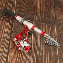 Fishing Rod With Striking Red & Silver Design, Paired With Matching Metal Fishing Reel. Rod Length Options: 1.8m/2.4m/3m/3.6m. Complete Fishing Set Suitable For Outdoor Travel And Fishing, Also A Great Gift Choice - Silver - View 5