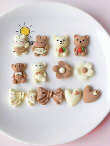 12pcs/Set Bow, Bear, Rabbit, Flower, Heart Shaped Shoe Charms, Suitable For Sandals And Beach Shoes, Cute Shoes Accessories For Spring Summer, Decorations Gift Ideas - Multicolor - View 2