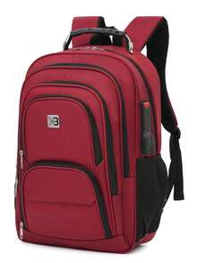 Mochila Notebook Executiva Escola Impermeavel Resistente Costura Reforçada  Cabo Aux Usb Fone Ouvido XIAOBANG - Vermelho - Visão 2