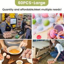 120个/10套厨房用鸡蛋盒，带贴纸的塑料鸡蛋架，便宜的散装鸡蛋盒，12个鸡蛋储存腔，适用于家庭、养鸡场、商业市场展示，