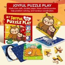 Caja 4 en 1, Rompecabezas, Juguete del rompecabezas con diseño de animales de dibujos animados, juguete educativo para niños, juego de emparejamiento educativo, juego de emparejamiento de formas, juegos de aprendizaje fonético, juguetes fáciles de usar, desarrollo cognitivo mejorado, diversión de aprendizaje temprano, escuela, estudiante, papelería, útiles escolares, regalo de vuelta a la escuela, niño, niña, regalo de cumpleaños para niños