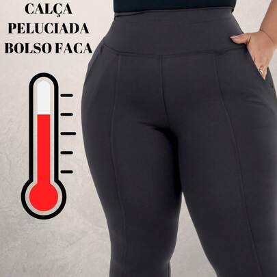 CALÇA LEGGING PLUS SIZE PELUCIADA COM BOLSO TÉRMICA INVERNO GG-G4