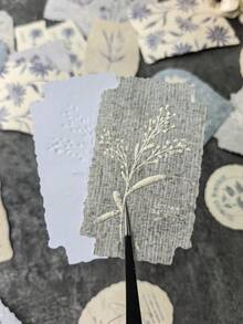 1 盒 30 片压花复古花卉自然纹理英文标签装饰贴纸，适用于剪贴簿、学校用品、返校