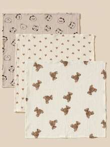 3pcs/Set Newborn Baby Cotton Gauze Handkerchief, Soft Baby Face Towel & Washcloth