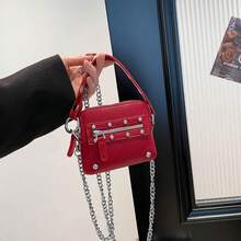 Fashionable Riveted Girl Handbag, Mini Shoulder Bag, PU Crossbody Bag - A - View 9