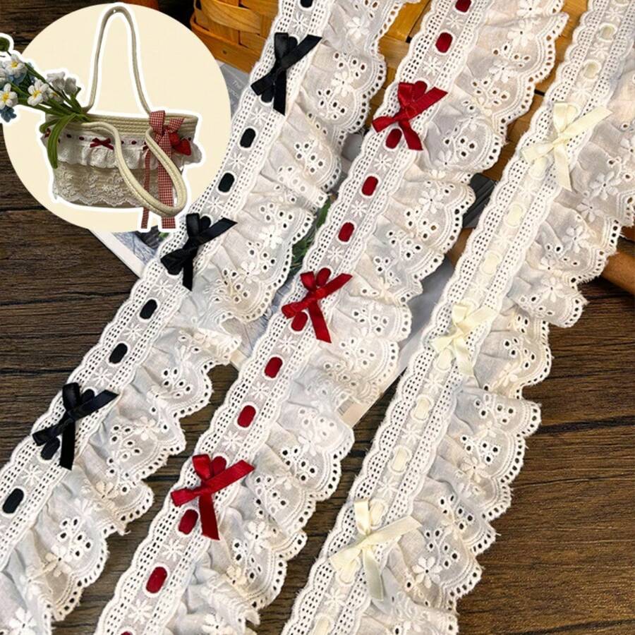1 pieza 1 Yarda de Cinta Colorida, con Encaje con Lazo, para Manualidades de Ropa, Embalaje de Regalos, Bordado, Tejido, Bordes de Costura, Accesorios de Encaje Decorativos