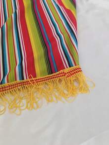 1 pieza Poncho mexicano multicolor a rayas con decoración de flecos, para carnaval, festival, actuación en el escenario, disfraz de fiesta de Halloween