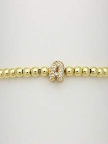 1 pieza pulsera con dije con letra de circonita cúbica de estilo clásico y de moda, pulsera de cadena ajustable de lujo con inicial A-Z, joya como regalo para mujeres
