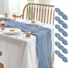 1Pack/6packs Dusty Blue 10FT Cheesecloth Table Runner Boho Gauze Fabric Table Runner Rustic Sheer Runner For Wedding Birthday Baby Shower Party Boho Table Decoration