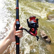 鱼竿和渔线轮组合 - 碳纤维伸缩鱼竿和旋转渔线轮组合套装，淡水鲈鱼渔具 - 紅色 - 查看 3