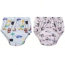 3 件套可重复使用幼儿和儿童如厕训练内裤，防水透气印花尿布衬垫，男女通用如厕训练内裤
