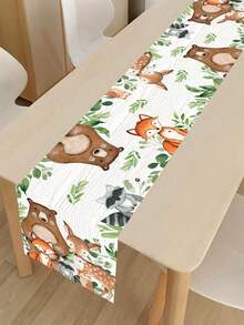 1 件林地动物主题亚麻桌旗、绿色森林派对装饰桌布、乡村风格派对装饰桌布、1 岁生日装饰、派对装饰桌布、橱柜装饰罩、餐桌装饰、厨房装饰餐厅装饰桌旗、房间装饰家居装饰桌裙、派对回礼、生日礼物 - 林地動物 - 查看 4