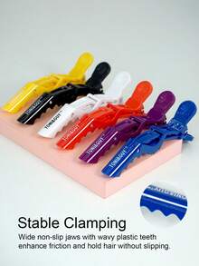 6pcs Salon Alligator Clips, Plastic Alligator Clips, Hairdressing Seamless Bangs Clips ,Pastel Alligator Hair Clips,Duckbill Alligator Clips,Professional Styling Clips For Women, Non-Slip Design, Makeup Artist Side Positioning Clips ,Hairdressing Tools Barber Partition Clips,Slick Back Brush,Barber Accessories,Hair Dryer - Multicolor - View 4