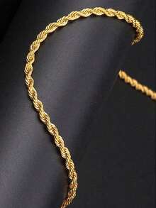 3mm Stainless Steel Silver Twist Chain Necklace, Suitable For Men And Women, Silver And Gold Tone Chain, 16/18/20/22/24 Inches, Christmas, New Year, Holiday, Birthday Gift - Multicolor - View 20