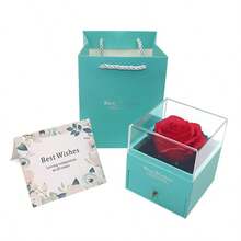 1pc Rose Flower Black Gift Box, Acrylic Jewelry Box For Necklace & Earring Set - Multicolor - View 8