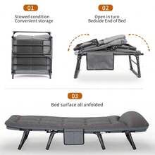 Portable Foldable Nap Bed – Space-Saving Office Sleeper With Built-In Storage - Grey - View 11