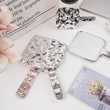 1pc Foldable Lighted Makeup Mirror - Portable Vanity Mirror With Lights, Suitable For Dressing Room, Bathroom, Travel | Cute Small Square Mirror (9x8cm) - Great For Women, Home Decor And Holiday Gifts - Multicolor - View 6