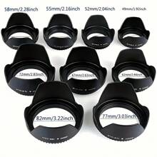 Couvercle de protection de l'objectif de l'appareil photo avec dragonne, pare-soleil, compatible avec Nikon/Pentax/Olympus/DSLR, tailles : 49 mm/52 mm/55 mm/58 mm/62 mm/67 mm/72 mm/77 mm/82 mm