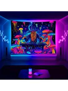 1 szt. Świecące tło meduzy Disco - motyw Fun Wizard, gobelin do dekoracji imprez, wystrój domu, tło do transmisji na żywo, baner na artykuły imprezowe, dekoracja pokoju, flaga, dekoracje urodzinowe, dekoracje imprezowe, wystrój szkoły, szkolna niespodzianka, wystrój akademika, powrót do szkoły