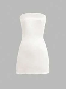 Vaiaye Ladies' Strapless, Strapless, Backless Sexy Dress - Champagne - View 3