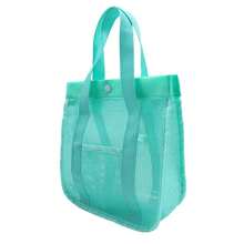 Mesh Toiletry Bag, Portable Multi-Pocket Storage Organizer Tote, Beach Carry Bag, Polyester Mesh Beach Bag