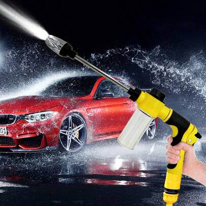 1pc High Pressure Foam Gun & Sprayer For Car Washing, Garden, Multi-Mode Adjustable High Pressure Cleaning Gun With Container, Suitable For Spraying Water Power Washing