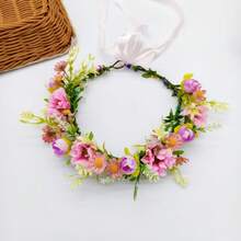 1 pieza Diadema con flor roja estilo Mori para mujer de estilo bohemio, hermoso accesorio para el cabello tipo corona de flores para novia, sesiones de fotos, Día de San Valentín, accesorios para el cabello de boda - Rojo - Ver 8