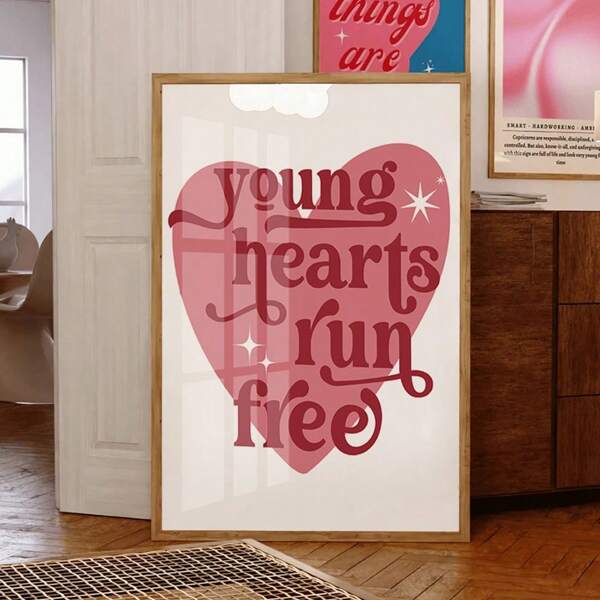 Young Hearts Run Free Music Print, Retro Song Poster, 70's Soul Music, Fun Bar Decor, Gift For Friend, Music Wall Art, Heart Print, No Frame