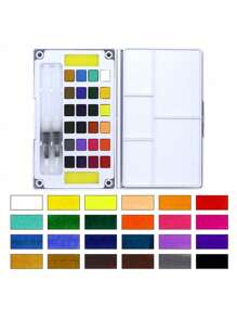 Set di pittura ad acquarello da 12/24/36/48 colori con pennelli ad acqua, forniture artistiche, per artisti, hobbisti amatoriali e appassionati di pittura