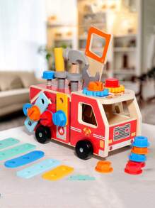1 Set Caja de herramientas de construcción de madera para niños - Rompecabezas de ensamblaje de nudo de tornillo desmontable, juguetes de aprendizaje Montessori para bebés de 3+ años